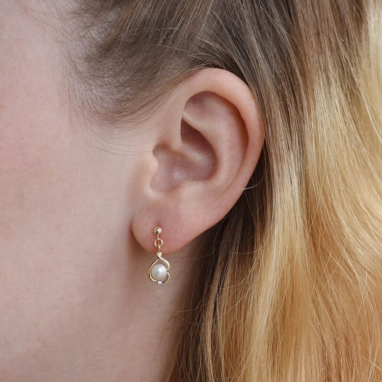 Zlaté perlové náušnice so zirkónmi 93435