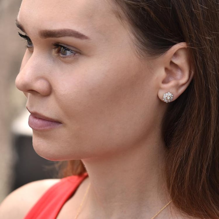 Diamantové náušnice kvety 44885