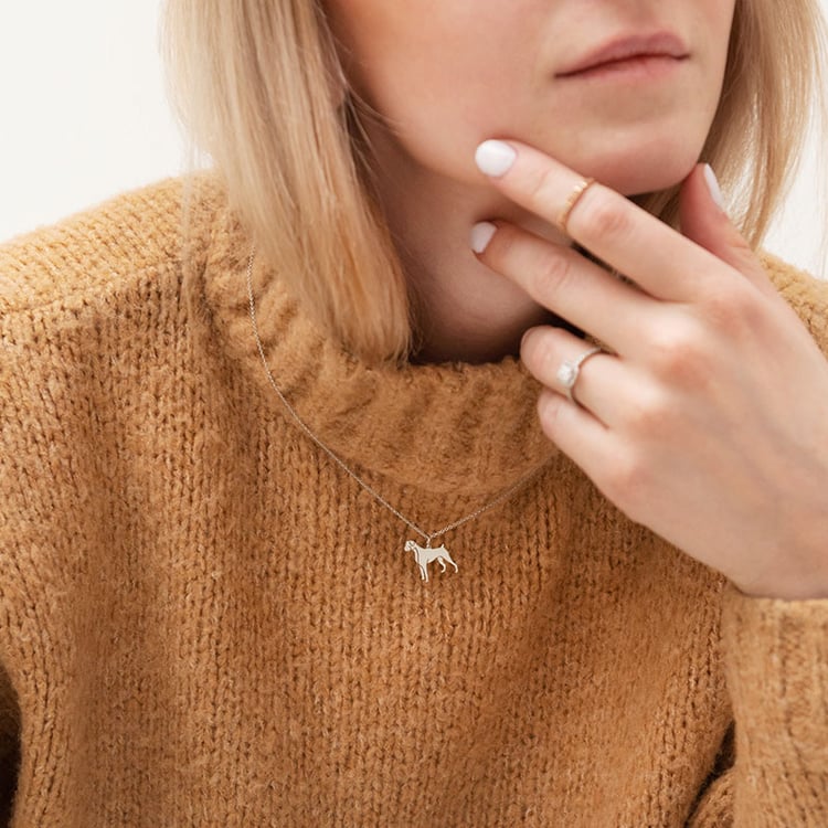 Strieborný prívesok v tvare psa s gravírom Boxer 98582