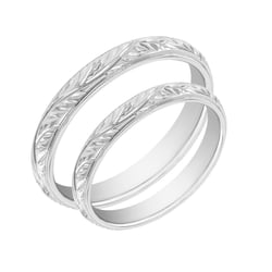 Zlaté vintage svadobné prstene s vygravírovanou vetvičkou Akie