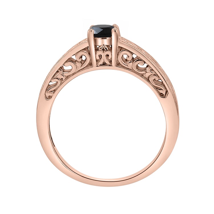 Vintage zlatý zásnubný prsteň s čiernym diamantom Daniew 142020