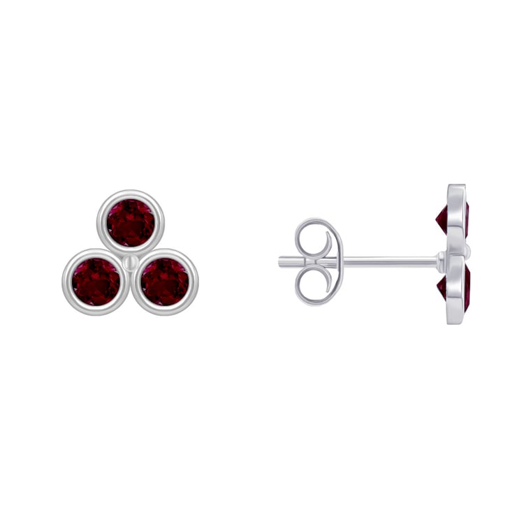 Strieborné napichovacie náušnice s rhodolitmi 48232
