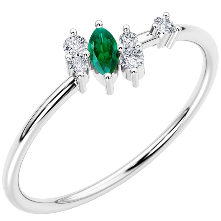 Cluster prsteň s lab-grown smaragdom a diamantmi Atan