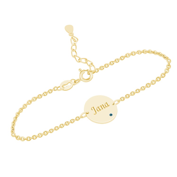 Strieborný náramok s modrým diamantom a gravírom vašej voľby Okira 142209