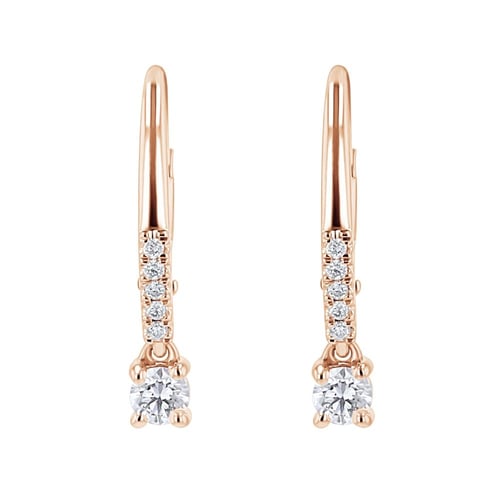 Strieborné visiací náušnice s 0.1ct lab-grown diamantom Noor