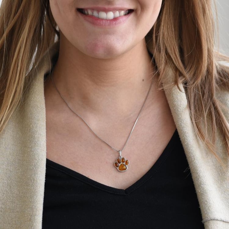 Jantárová labka v striebornom prívesku Bailey 52067