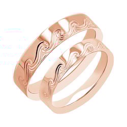 Svadobné obrúčky s ručnou rytinou vĺn Ozzy