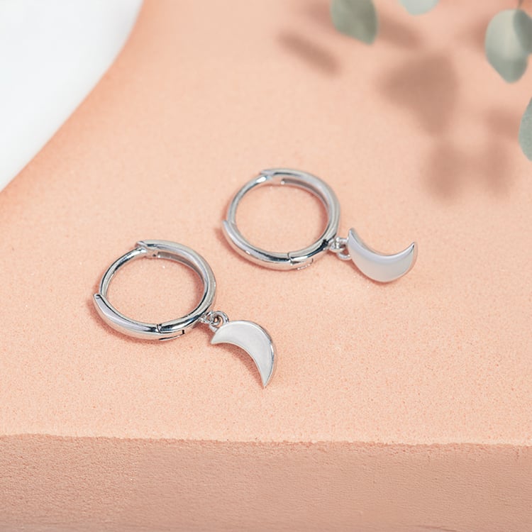 Strieborné kruhové náušnice s mesiačikmi Aibek 149186