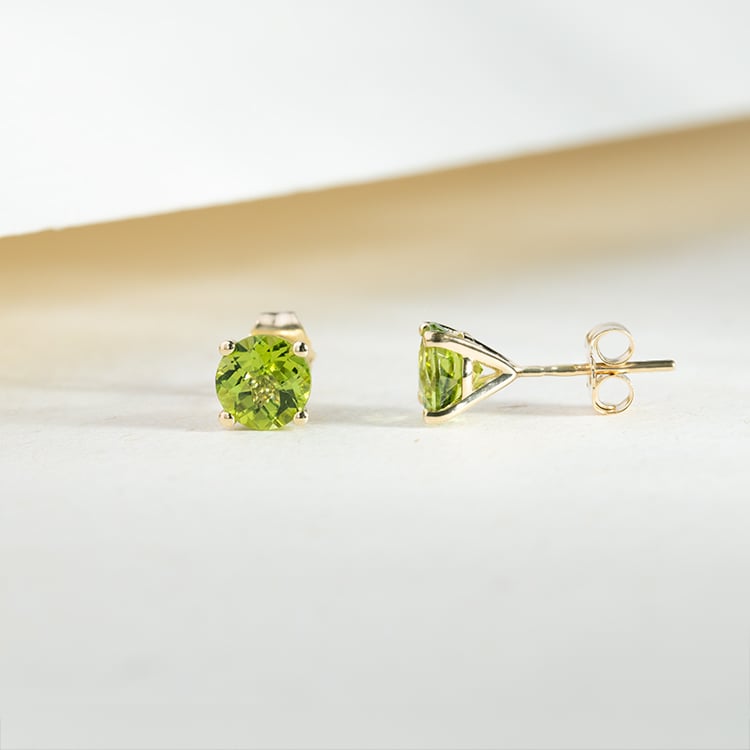 Zlaté náušnice s okrúhlymi olivínmi Frey 147267