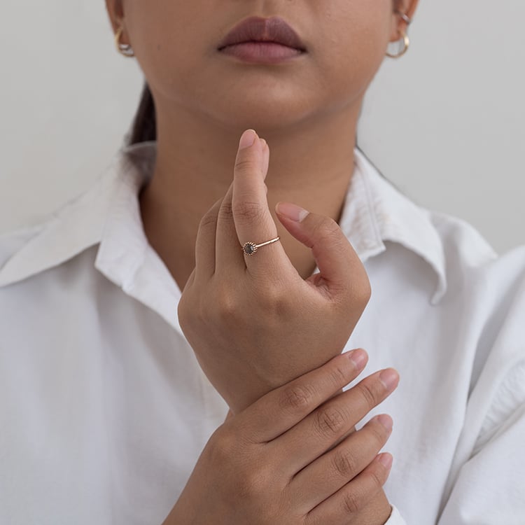 Zlatý prsteň s hexagon salt and pepper diamantom Darby 127875