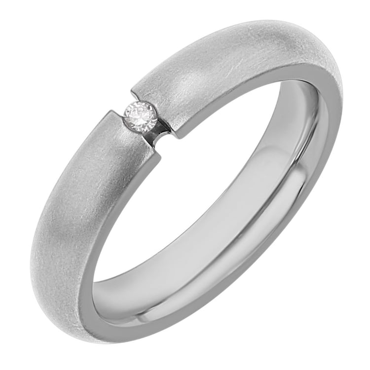 Polokruhové titánové snubné prstene s diamantom Edva 167880