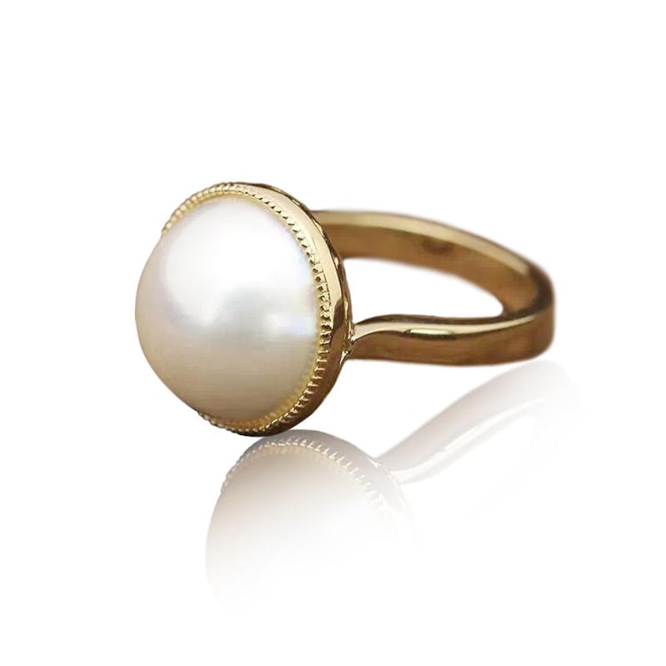 Zlatý perlový prsteň so srdiečkami Heiki