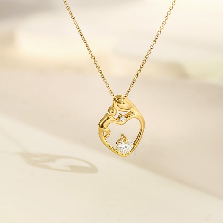 Prívesok matka a dieťa s moissanitom a lab-grown diamantom Heli 161660