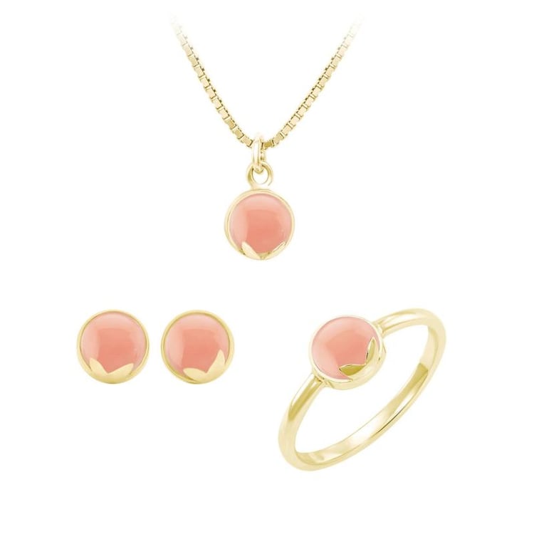 Zlatá kolekcia s cabochon korálmi 44498