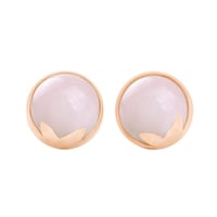 Cabochon ruženíny v zlatých náušniciach Greta