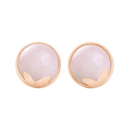 Cabochon ruženíny v zlatých náušniciach Greta