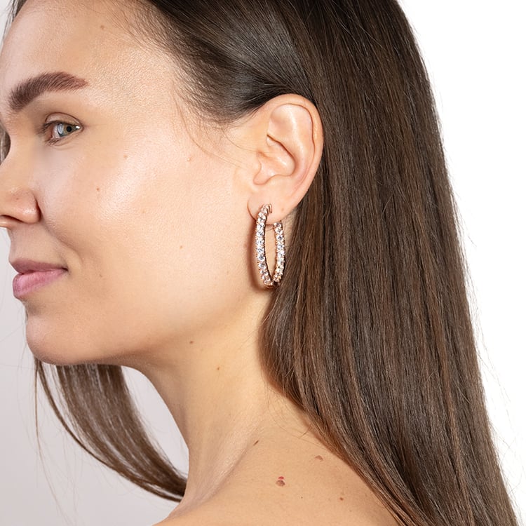 Strieborné kruhové náušnice so zirkónmi Elibi 149945