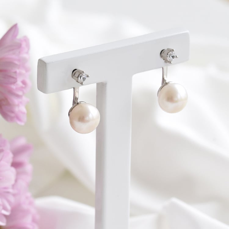 Strieborné náušnice 2v1 s perlami a zirkónmi Calin 100263