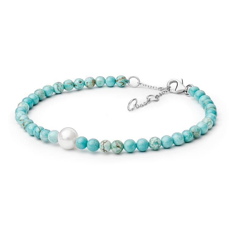 Strieborný náramok s howlitovými korálkami a perlou Nalini