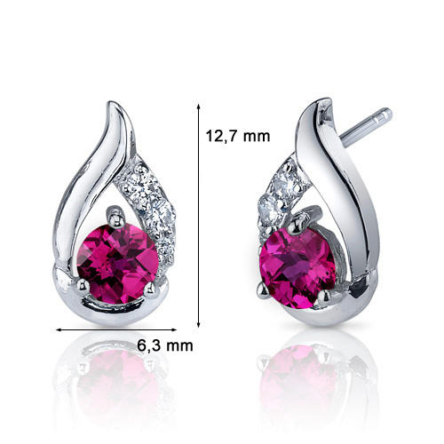 Rubínové strieborné náušnice so zirkónmi 3105
