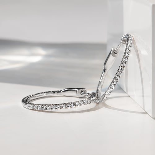 Zlaté flexi kruhové náušnice s diamantmi Tomlin