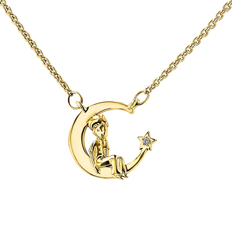 Náhrdelník v tvare mesiaca s diamantom Malý princ