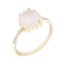 Zásnubný prsteň s hexagon mesačným kameňom a diamantmi Leach