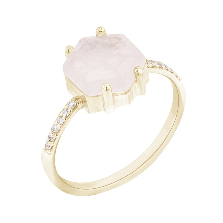 Zásnubný prsteň s hexagon mesačným kameňom a diamantmi Leach 97728