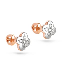 Diamantové štvorlístky v zlatých naušniciach Maele