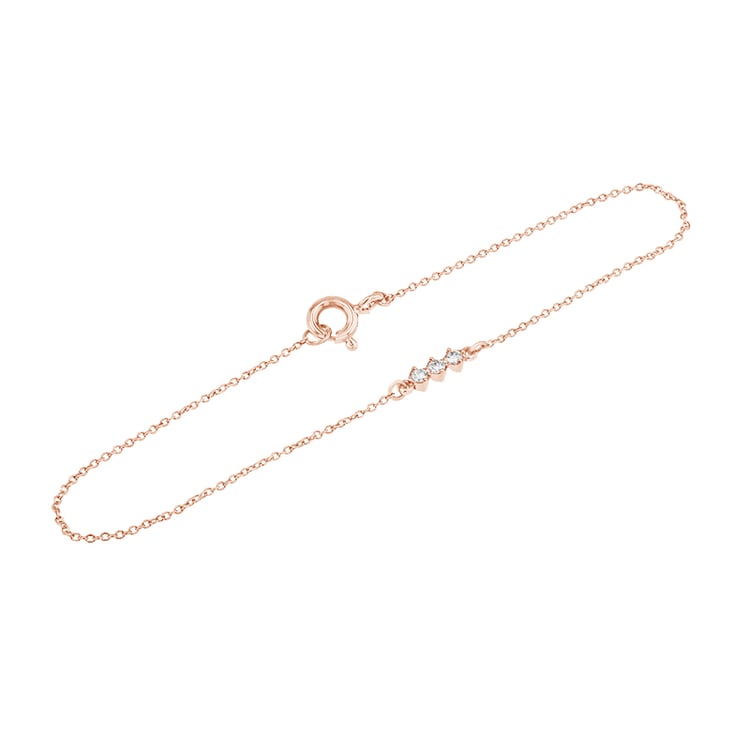 Minimalistický náramok s tromi diamantmi z ružového zlata 80888