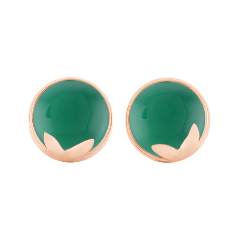 Náušnice s cabochon Onyx z ružového zlata 44777