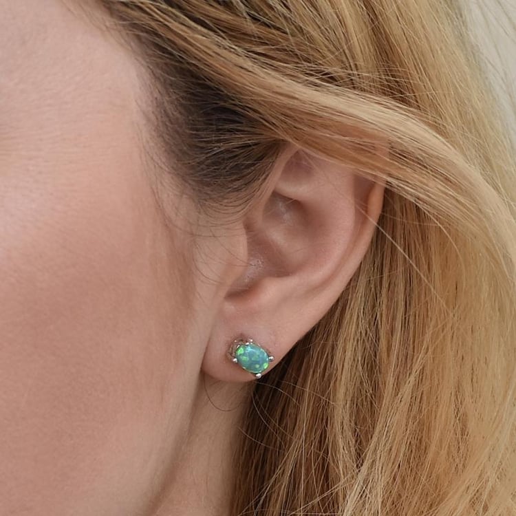 Strieborné náušnice so zelenými opálmi Jeaney 27614