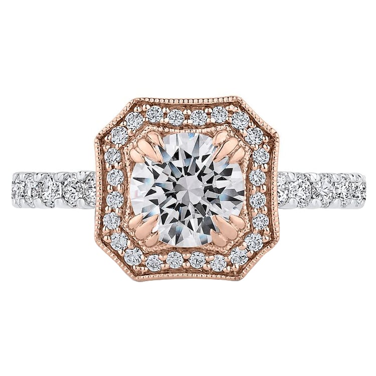 Zlatý diamantový zásnubný prsteň v halo štýle 46438