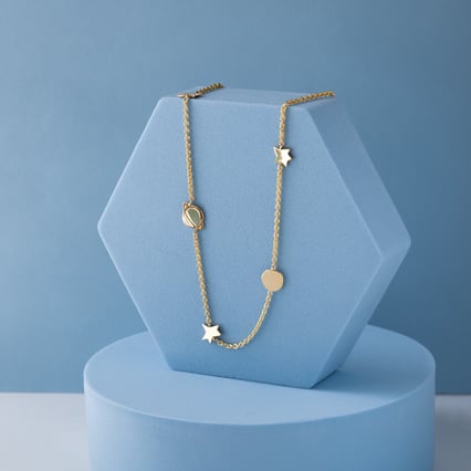 Strieborný náhrdelník s planétami a hviezdami Malý princ