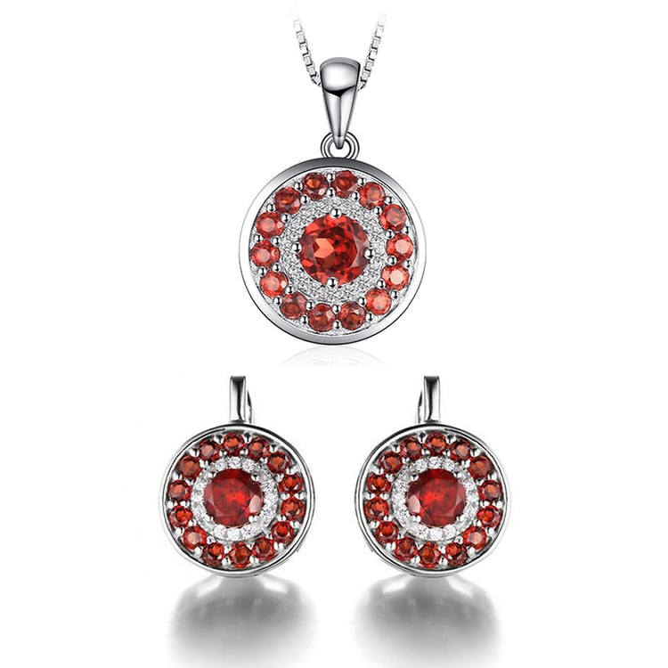 Strieborná kolekcia šperkov s granátmi a zirkónmi Cody