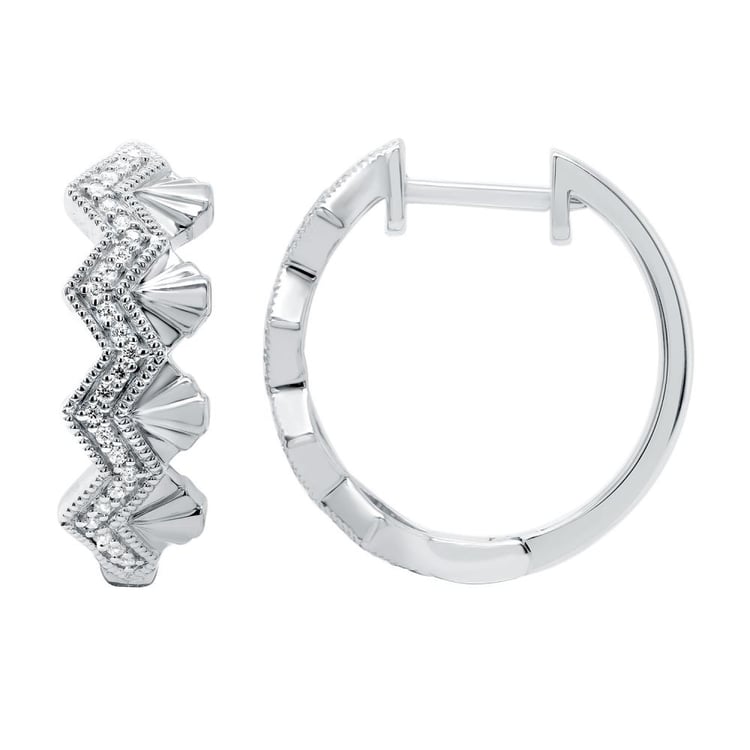 Strieborné neobvyklé kruhové náušnice s lab-grown diamantmi Alva 160964