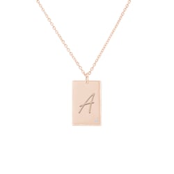 Zlatý obdĺžnikový prívesok s diamantom a s gravírom písmena Jolyon