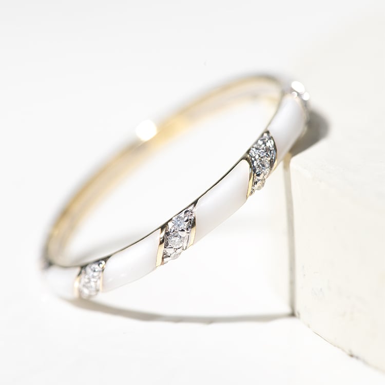 Biely keramický prsteň s diamantmi Jayne 127573