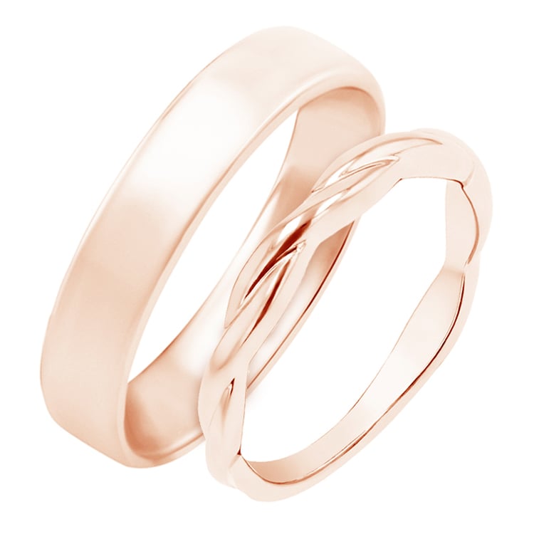 Dámsky prepletaný prsteň a pánsky komfortný prsteň Amina 149074