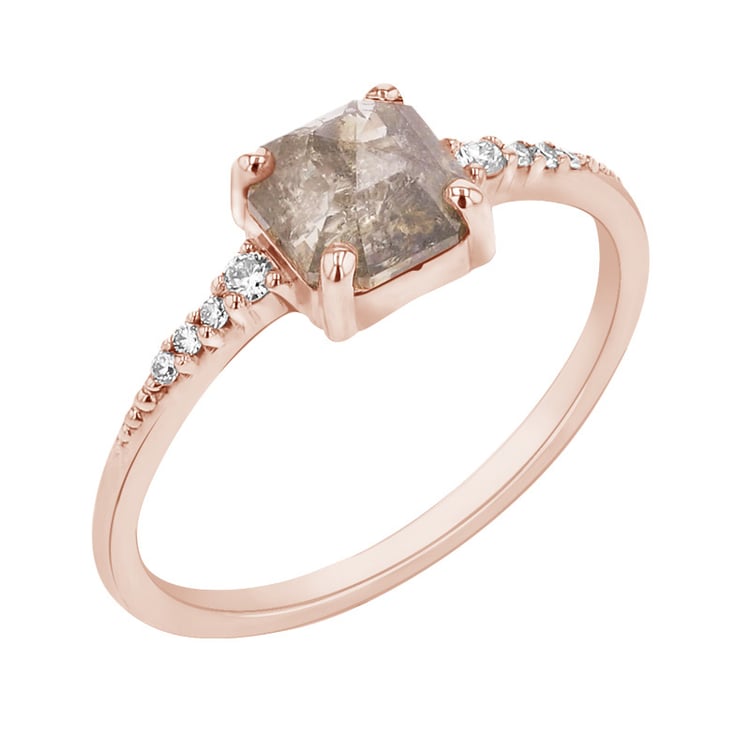 Jedinečný prsteň so salt and pepper diamantom Embla 120623