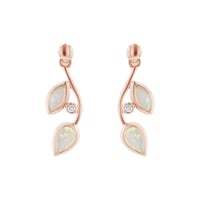 Opálové náušnice v tvare lístkov s diamantmi Leanne
