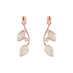 Opálové náušnice v tvare lístkov s diamantmi Leanne