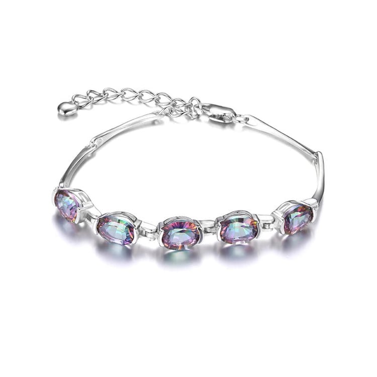 Strieborný náramok s dúhovými quartzmi Tauno