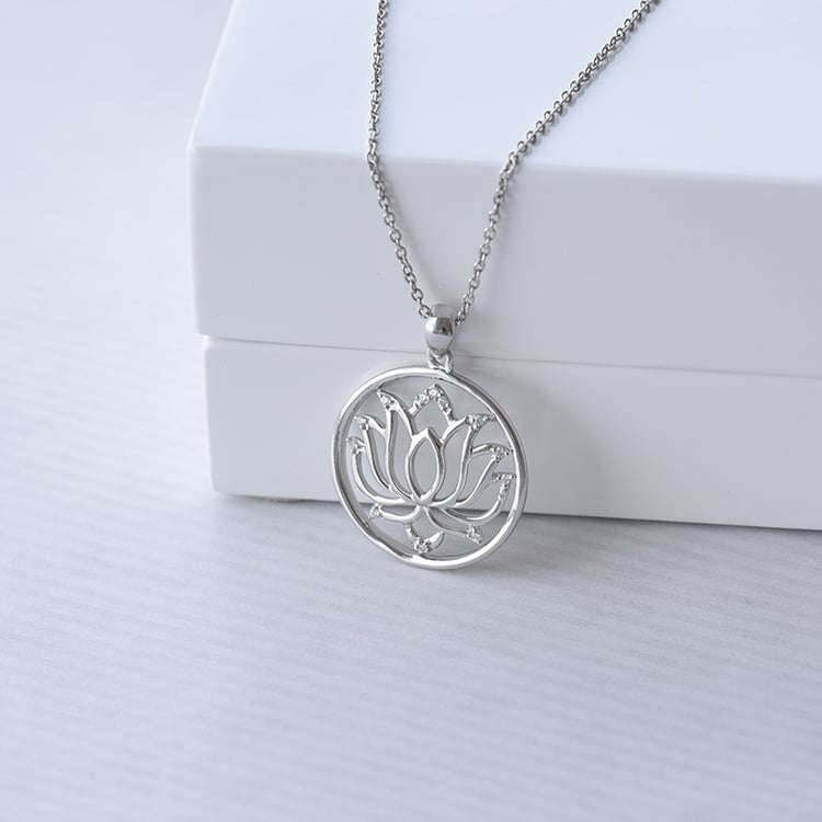 Strieborný prívesok lotos s lab-grown diamantmi Aalto 104431