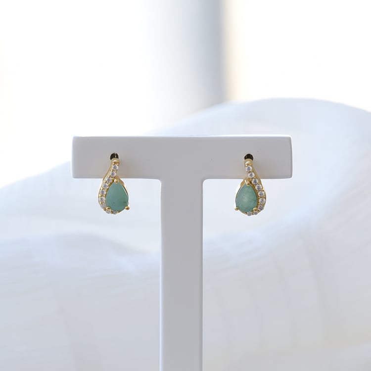 Pozlátené náušnice sa smaragdy a zirkónmi 67961