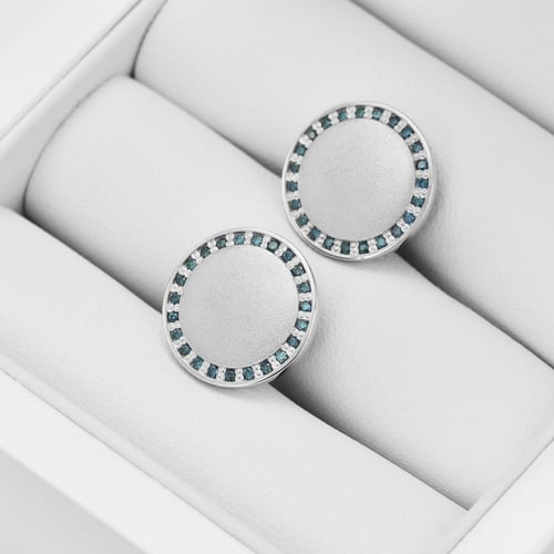 Strieborné manžetové gombíky s modrými diamantmi Tanzy