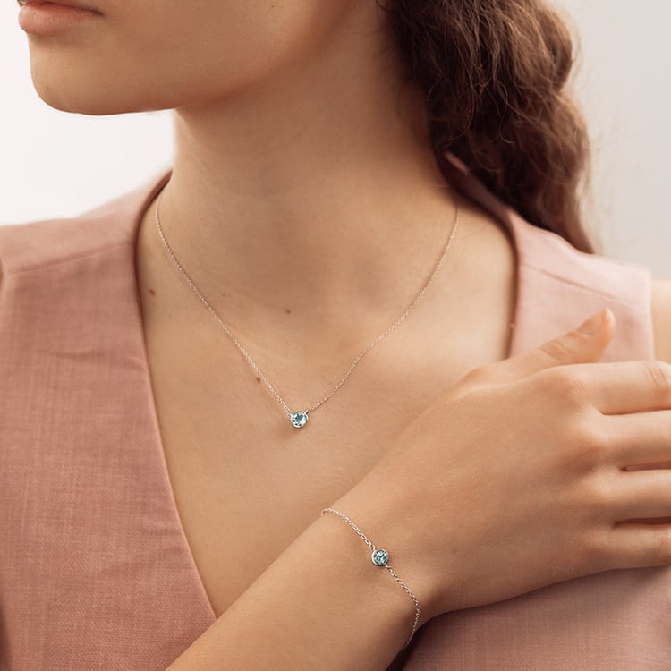 Strieborný náhrdelník s akvamarínom Hadley 153303