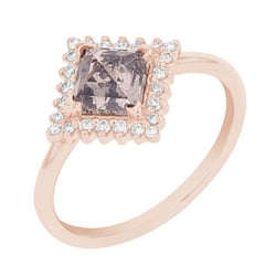 Prsteň so salt and pepper diamantom a lab-grown diamantmi Kamal