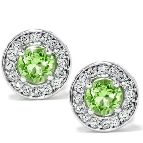 Zlaté náušnice s olivínmi a diamantmi 5372