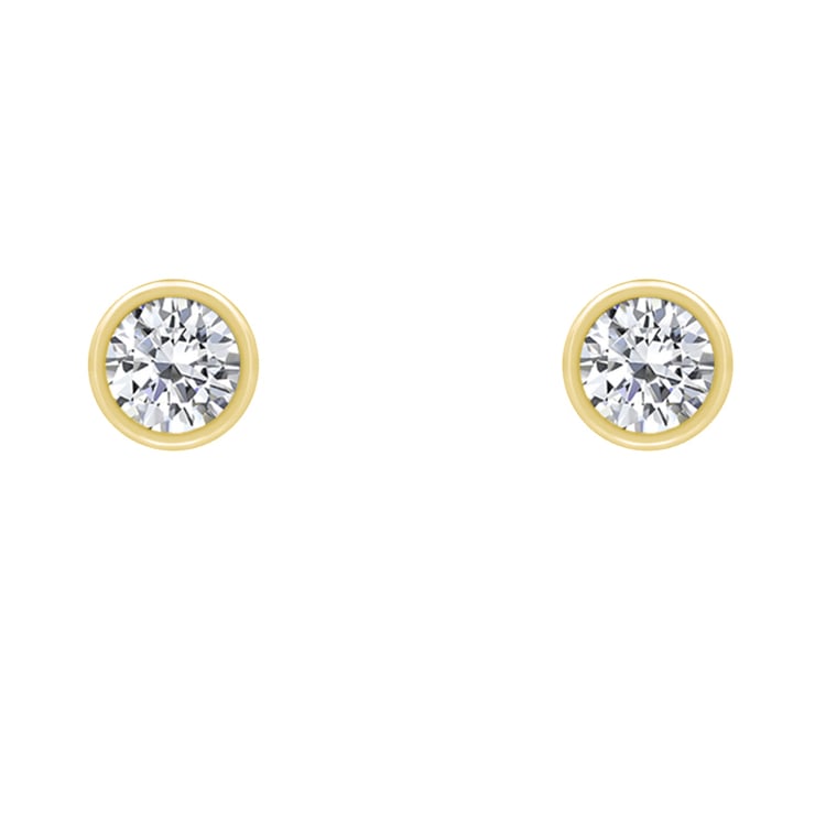 Zlaté bezel náušnice s 0.16ct diamantmi